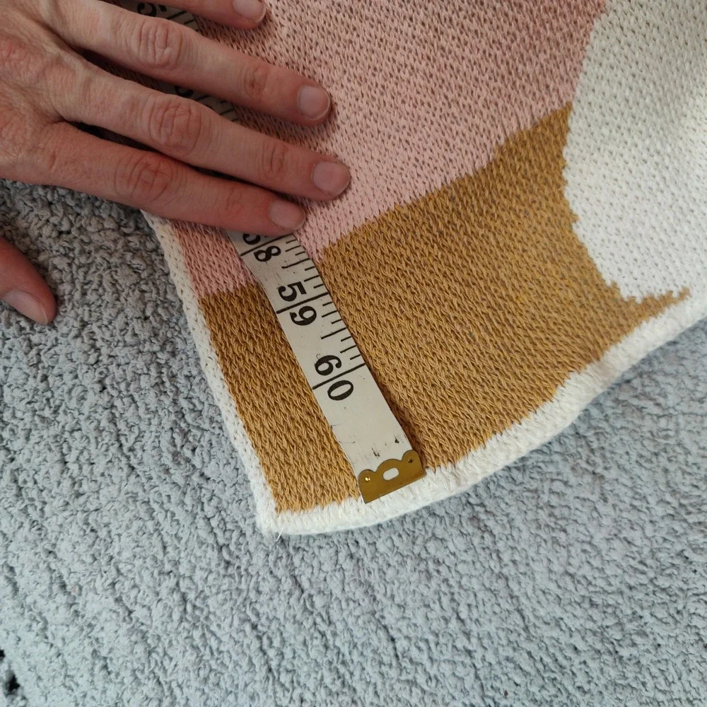 Slowdown Studio‎ Abstract Graphic Woven Throw Blanket Pink Blue Mustard 62x49